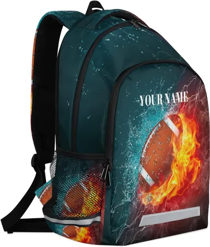 Vista 5 de Mochila personalizada con nombre para niños, adolescentes, deportes, béisbol, mochila personalizada de 16 pulgadas para niños, Fútbol americano