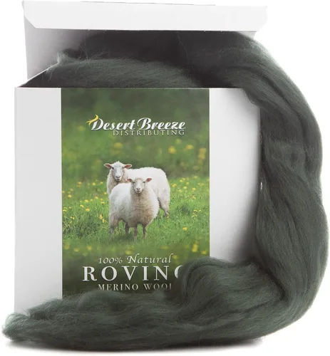 Vista 6 de Desert Breeze Distributing – 100% lana merino natural Roving, lana para hilar, hilo de tapiz, fieltro de aguja, fieltro húmedo, hilado grande, 19