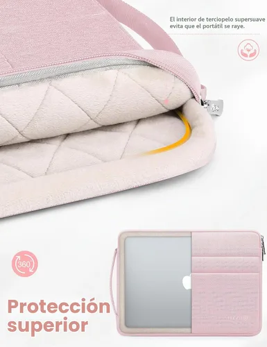 Vista 5 de HYZUO Funda para laptop de 14-15 pulgadas para MacBook Air 15 M5, rosa Rosa pálido