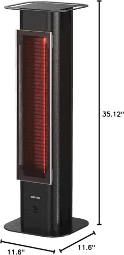 Vista 7 de EAST OAK Calentador de patio, calentador eléctrico infrarrojo de 1500 W, calentador portátil de torre premium para exteriores con cristal