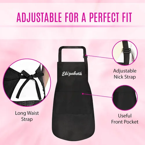 Vista 4 de Juego de delantal personalizado y sombrero de chef, bonito disfraz de chef para niños, delantales con bolsillos para cocinar, pintar, fiestas