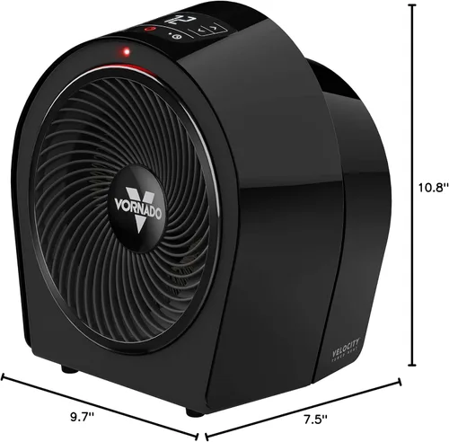 Vista 2 de Vornado Velocity 3R Calentador para toda la habitación con temporizador, termostato ajustable y características avanzadas de seguridad, Negro