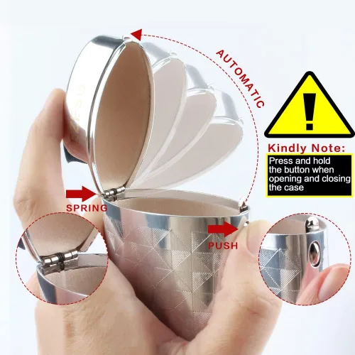 Vista 3 de EZESO - Estuche para gafas para gafas, carcasa de aluminio con celosía para montura pequeña