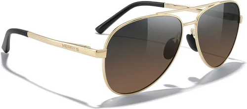 Vista 5 de MERRY'S Lentes de sol de aviador para hombres y mujeres, lentes polarizados para conducir, lentes espejados, protección UV 400, 2.283 in