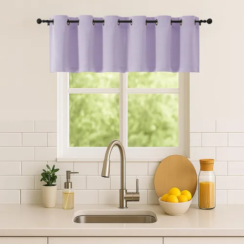 Vista 167 de Simplebrand Juego de 2 paneles de cenefa aguamarina para ventana de cocina de 14 pulgadas de largo, cortinas de oscurecimiento de habitación