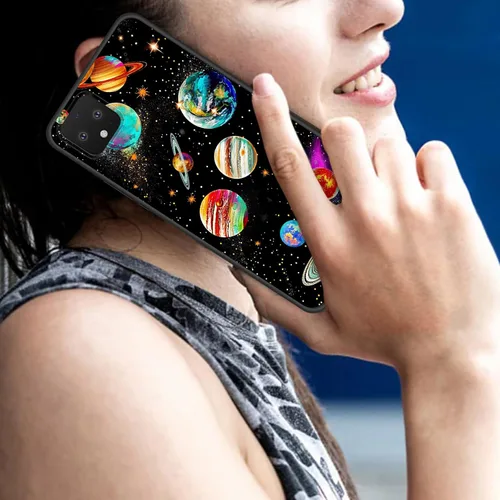 Vista 318 de Funda delgada para Google Pixel 4 XL, funda delgada de silicona de TPU suave a prueba de golpes para Google Pixel 4 XL, astronauta Galaxy