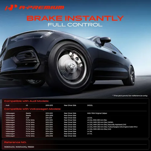 Vista 2 de A-Premium Conjunto de Pinza de Freno de Disco sin Soporte Compatible con Modelos Volkswagen y Audi - A3 2010-2013, Para Jetta 2012-2018, Golf 2011