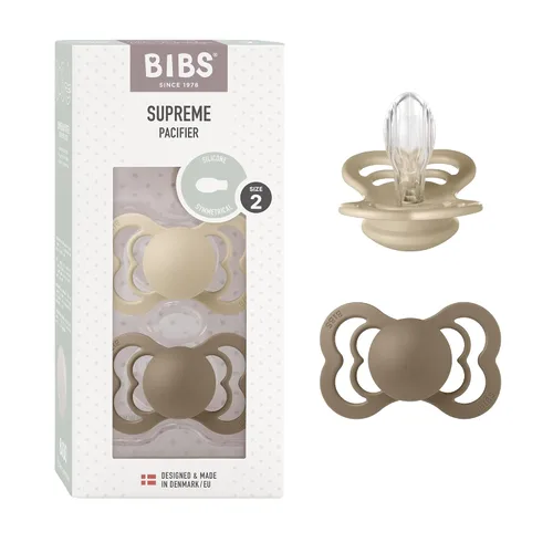 Vista 14 de BIBS Supreme Chupete para Bebé Paquete de 2 Hecho en Dinamarca Chupete Tranquilizador Sin BPA, Pezón Simétrico. Silicona, Talla 1 (0-6 Meses)
