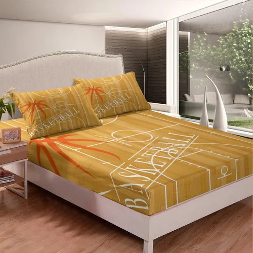 Vista 3 de Erosebridal Sábanas de baloncesto para niños y niños, sábana bajera deportiva tamaño individual, sábanas para canchas de baloncesto, ropa de cama