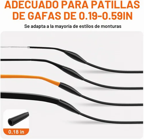 Vista 8 de Correa de gafas de sol 3pcs, sin cola ajustable correa de gafas de 3 piezas Negro