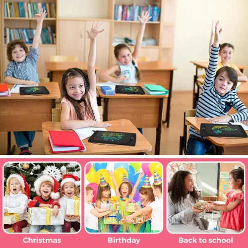 Vista 5 de Zhehao 32 tabletas de escritura LCD para niños a granel de 8.5 pulgadas, tablero de garabatos colorido borrable, juguete educativo, regalo de Negro