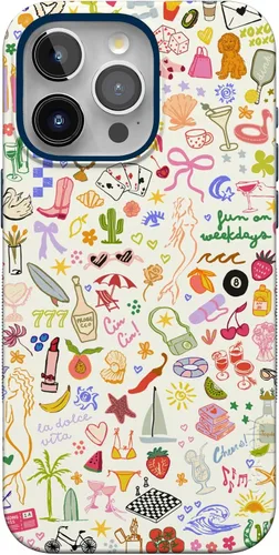 Vista 76 de Funda Casely para iPhone 15 Pro Max Todas las sonrisas Adhesivo de cara sonriente Compatible con MagSafe Diseño protector audaz