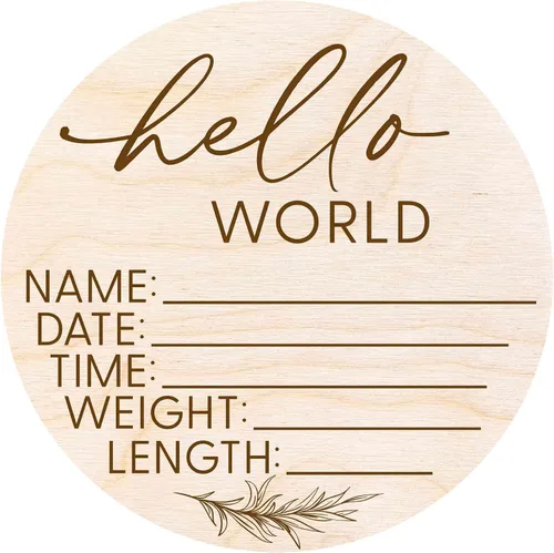 Vista 5 de Letrero Hello World para Recién Nacido - Placa de Anuncio de Nacimiento con Nombre del Bebé para Hospital - Accesorio para Fotos - Decoración Azul
