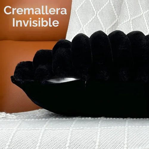 Vista 4 de Juego de 2 fundas de almohada decorativas de 16 x 16 pulgadas, fundas decorativas de piel sintética para cama, sofá, funda de almohada suave y Negro
