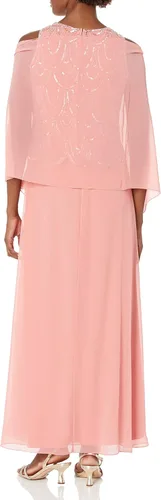 Vista 14 de J Kara Vestido largo sin mangas con cuentas y bufanda para mujer, talla grande