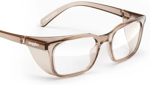 Vista 11 de Stoggles Lentes de seguridad con certificación Rectangular Z87.1, luz azul, lente de bloqueo UV, escudo superior y lateral, antivaho y elegantes