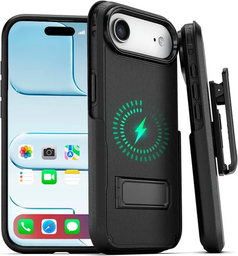 Vista 18 de MOTIVE Funda para iPhone 15 con clip para cinturón, magnética compatible con MagSafe, combo de funda de carcasa a prueba de golpes, funda para Negro