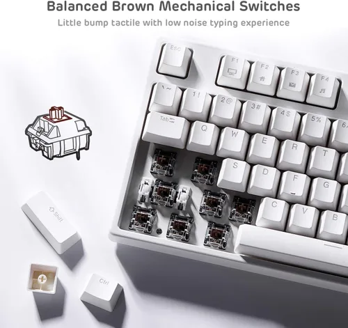 Vista 4 de RK ROYAL KLUDGE RK87 Sink87G RGB 80 Teclado mecánico inalámbrico 24G Tenkeyless Teclado mecánico con software programable 87 teclas interruptores