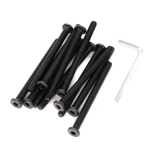 Vista 5 de 20 piezas Tornillos de casquillo de accionamiento hexagonal negro 1/4-20 x 1/2" para muebles, sillas, mesas, escritorios, cunas, camas, rosca