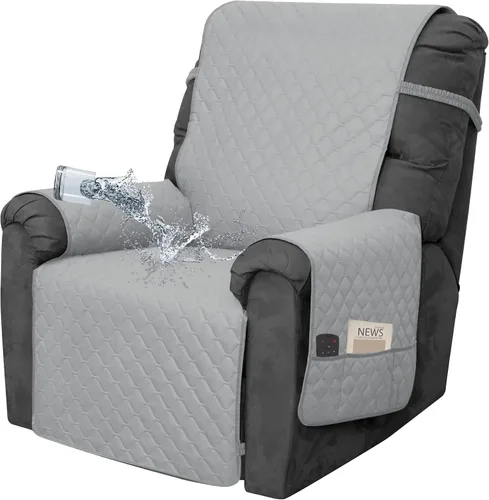Vista 30 de Easy-Going Funda impermeable para sofá biplaza reclinable con bolsillo, funda de sofá reversible de 1 pieza para sillón reclinable de 2 asientos