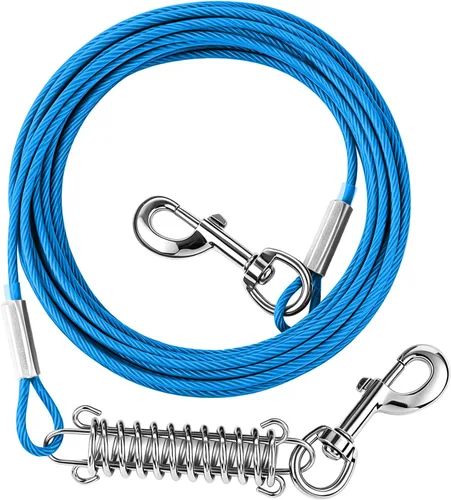 Vista 7 de Cable de Amarre para Perros, Correa para Perros de 20 pies - Cable de Amarre Resistente para Perros Grandes de hasta 125 libras - Cadena para Perros