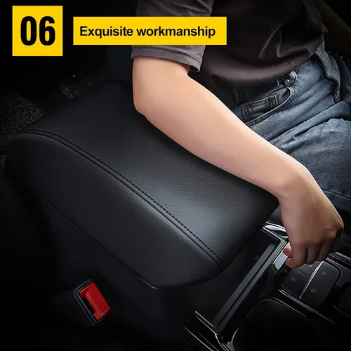 Vista 7 de AOMSAZTO Fundas de consola para Ford Explorer 2020-2022 de cuero negro con costuras negras