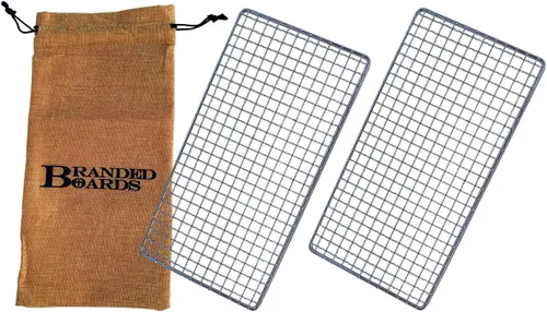 Vista 11 de Parrilla portátil de Bushcraft con rejilla para barbacoa de acero inoxidable, tabla de cortar de bambú, bolsa de arpillera, cuchillo mini, kits