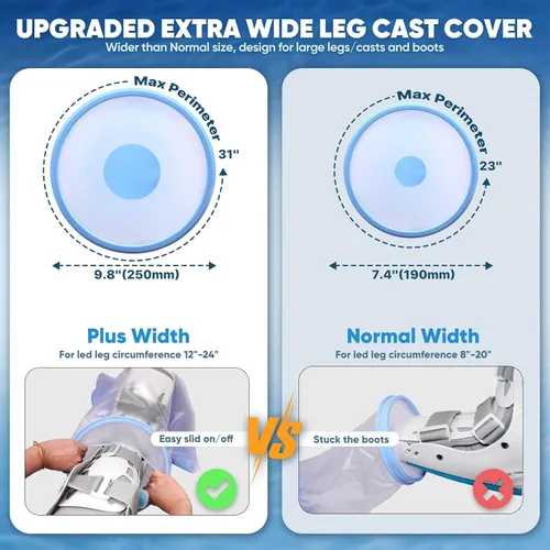 Vista 3 de Fxdunjr Funda impermeable extra ancha para ducha con parte inferior antideslizante, protector reutilizable para botas de caminar, cirugía, vendaje
