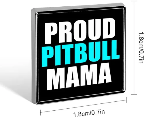Vista 2 de Broche de insignia cuadrada con estampado de mamá orgulloso de Pitbull con solapa divertida decoración de botón para hombres y mujeres