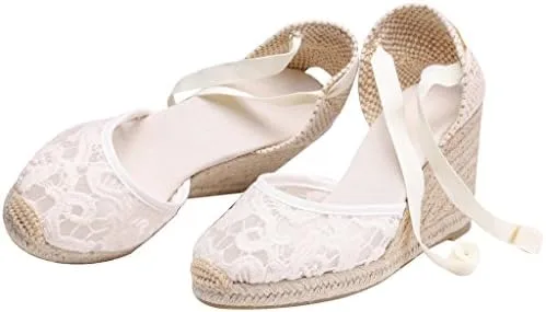 Vista 7 de U-lite - Alpargatas con puente de 3 para mujer, clásicas y suaves, con cordones.