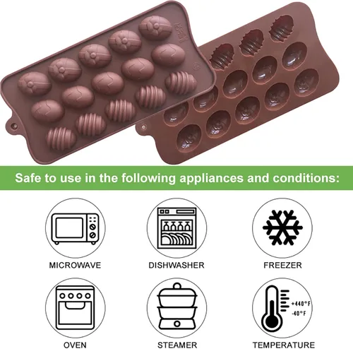Vista 3 de Molde de silicona para chocolate de Pascua, molde de silicona con forma de huevo, moldes para hornear para dulces de Pascua, mini jabón, pastel