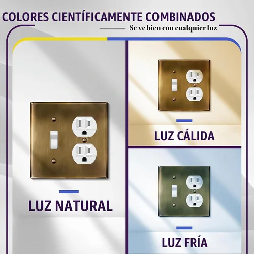 Vista 2 de ENERLITES Placa de pared de metal para combinación de interruptor de palanca y receptáculo dúplex, cubierta de salida de acero inoxidable 201 Latón