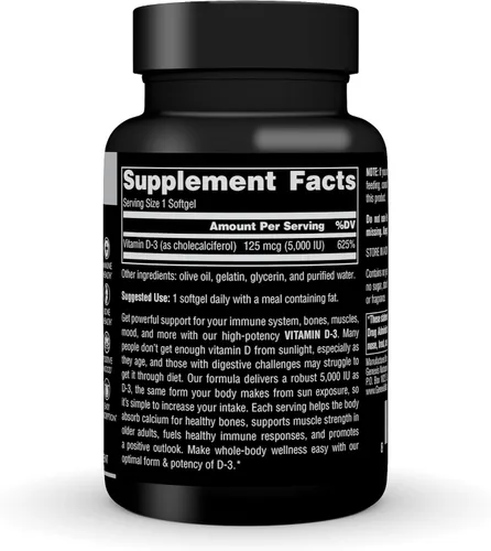 Vista 6 de Genexis Vitamin D3 5000 IU (125 mcg) – 200 Softgels