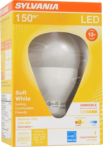 Vista 3 de Sylvania - Bombilla LED A21, 23 W, equivalente a 150 W, regulable, 2600 lúmenes, 2700 K, blanco suave, 1 paquete (79714)