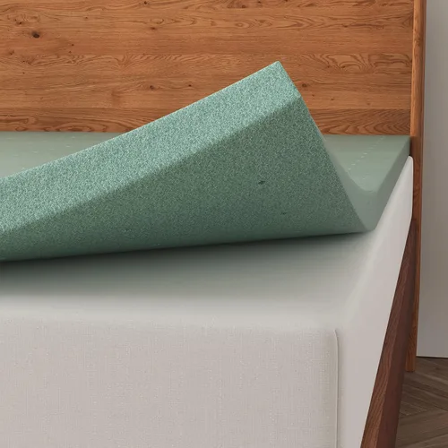 Vista 7 de NapQueen Cubrecolchón de espuma viscoelástica de té verde ventilado de 2 pulgadas, verde elegante, certificado CertiPUR-US, tamaño matrimonial
