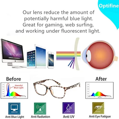 Vista 6 de Lentes de bloqueo de luz azul para mujer, reducen la fatiga ocular, computadora de gran tamaño redondos/cuadrados nerd