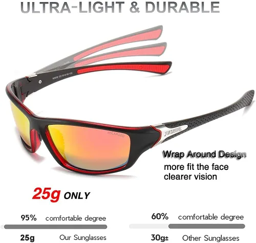 Vista 3 de JUASHINE Gafas de sol deportivas polarizadas para hombres y mujeres pesca béisbol ciclismo correr conducir golf motocicleta protección UV400