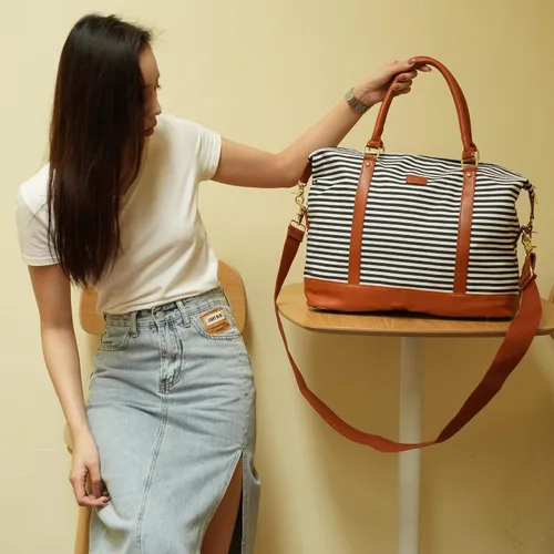 Vista 4 de BAOSHA HB-28 - Bolsa de lona para mujer para la noche o el fin de semana, Negro, Moderno Equipada