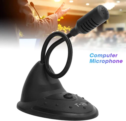 Vista 2 de EBTOOLS Micrófono de computadora de escritorio, micrófono capacitivo de cuello de ganso ajustable de 360°, interfaz redonda de 0.138 in, adecuado
