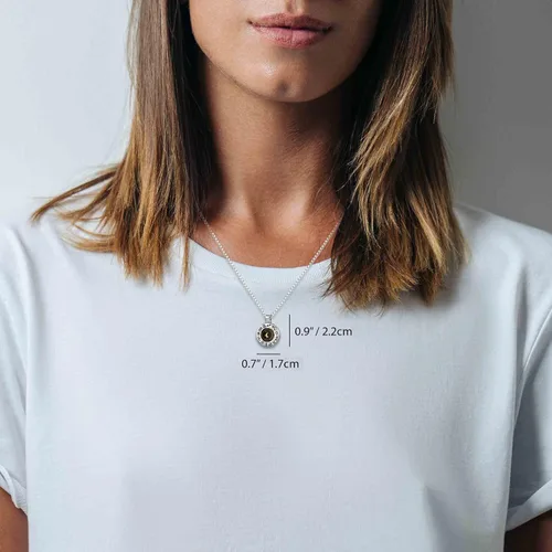 Vista 3 de Collar de plata de ley 925, colgante de símbolo de astrología grabada para hombres o mujeres, oro de 24 quilates inscrito con signo de estrella