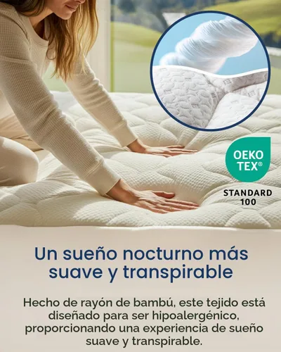 Vista 2 de ViscoSoft Cubrecolchón refrescante tamaño individual, suave y relleno de alta calidad, soporte similar a una nube, acolchado relleno de fibra