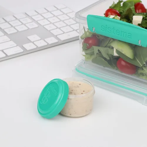 Vista 8 de Sistema Recipientes para aderezo de ensalada y condimentos de 4 piezas con tapas para el almuerzo