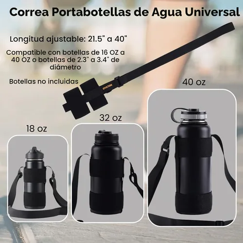 Vista 4 de Soporte universal para botella de agua con correa ajustable para el hombro para caminar en corto senderismo, soporte para botella de agua
