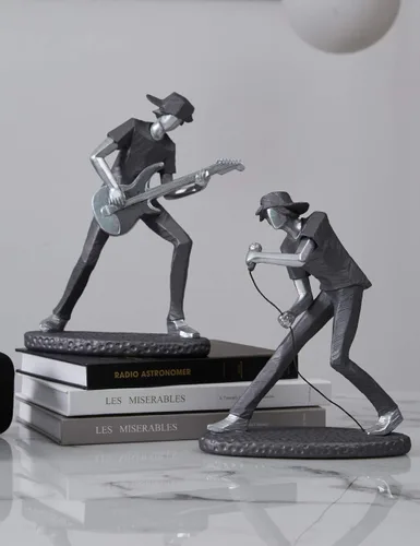 Vista 8 de HAUCOZE Estatua de músico, estatua musical, regalo, decoración del hogar, centro de mesa, escultura para piano estudio, dormitorio, poliresina, 9.5