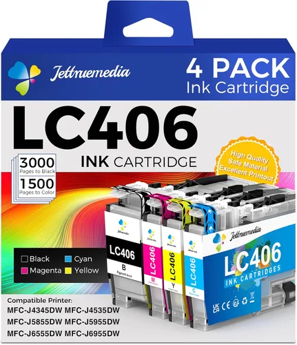 Vista 8 de LC406XL - Cartuchos de tinta compatibles con Brother LC406XL LC406, alto rendimiento, funcionan con impresora Brother MFC-J4335DW MFC-J4535DW