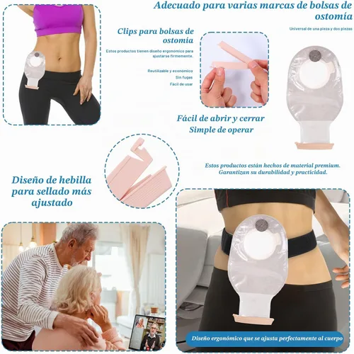Vista 6 de 10 clips para bolsa de ostomía, abrazaderas para bolsa drenable, cierre de cola