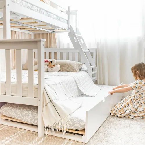 Vista 36 de Max & Lily - Litera, marco de cama individual sobre cama matrimonial para niños, color azul. Climb with Confidence, Sturdiness Redefined