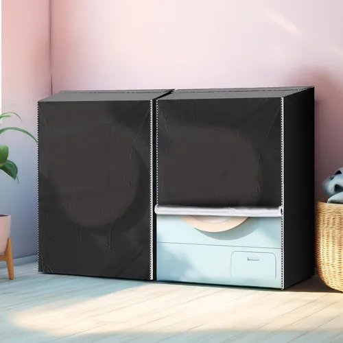 Vista 6 de Paquete de 2 fundas impermeables para lavadora y secadora, para lavadora y secadora de carga superior y frontal, diseño de cremallera, fundas