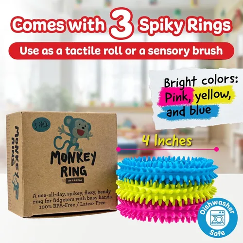 Vista 6 de Anillo sensorial con puntas / Pulsera antiestrés (paquete de 3), sin BPA/ftalatos/látex / Juguetes antiestrés / Juguetes sensoriales