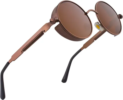 Vista 27 de CGID Retro Steampunk Round Polarized Sunglasses Men Womens Metal Circle Frame UV400 Protection E72